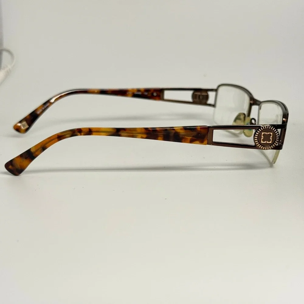 Liz Claiborne L351 Bronze Tortoise Rectangular Semi Rimless Eyeglasses 53-18